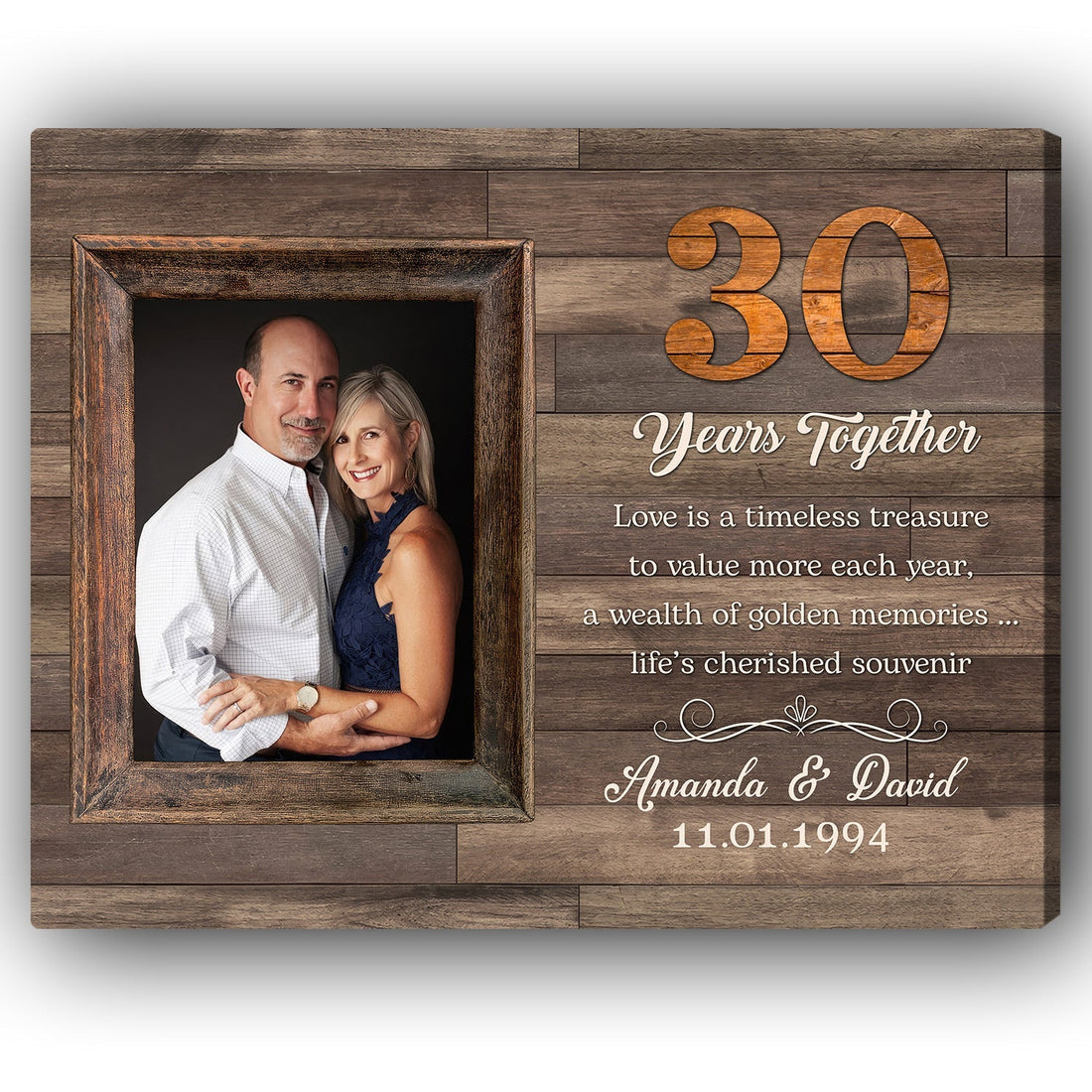 30 Years Together - Personalized 30 Year Anniversary gift For Husband or Wife - Custom Canvas Print - Elizabeth Fashions