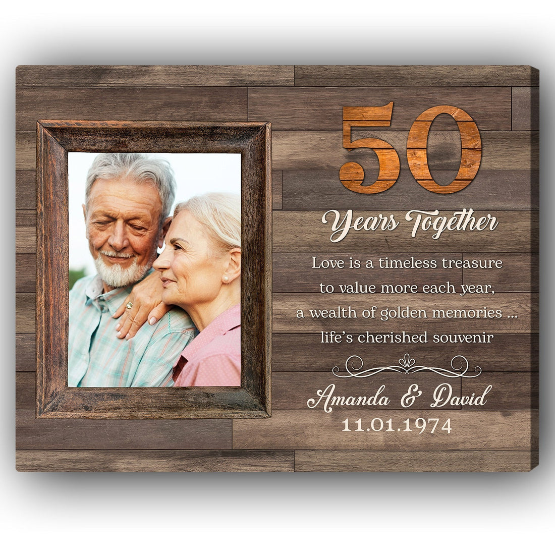 50 Years Together - Personalized 50 Year Anniversary gift For Parents, Friends, Husband or Wife - Custom Canvas Print - Elizabeth Fashions