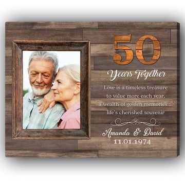 50 Years Together - Personalized 50 Year Anniversary gift For Parents, Friends, Husband or Wife - Custom Canvas Print - Elizabeth Fashions
