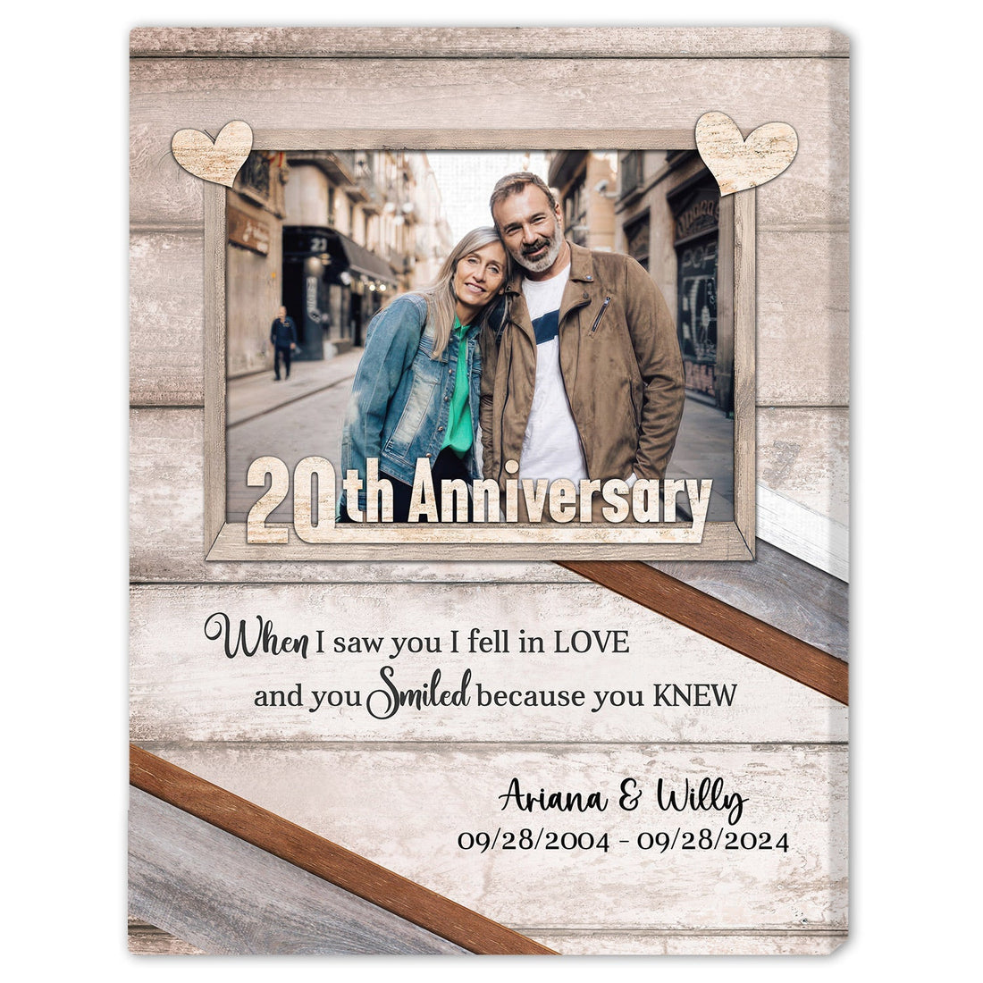 20th Anniversary - Personalized 20 Year Anniversary gift For Husband or Wife - Custom Canvas Print - Elizabeth Fashions