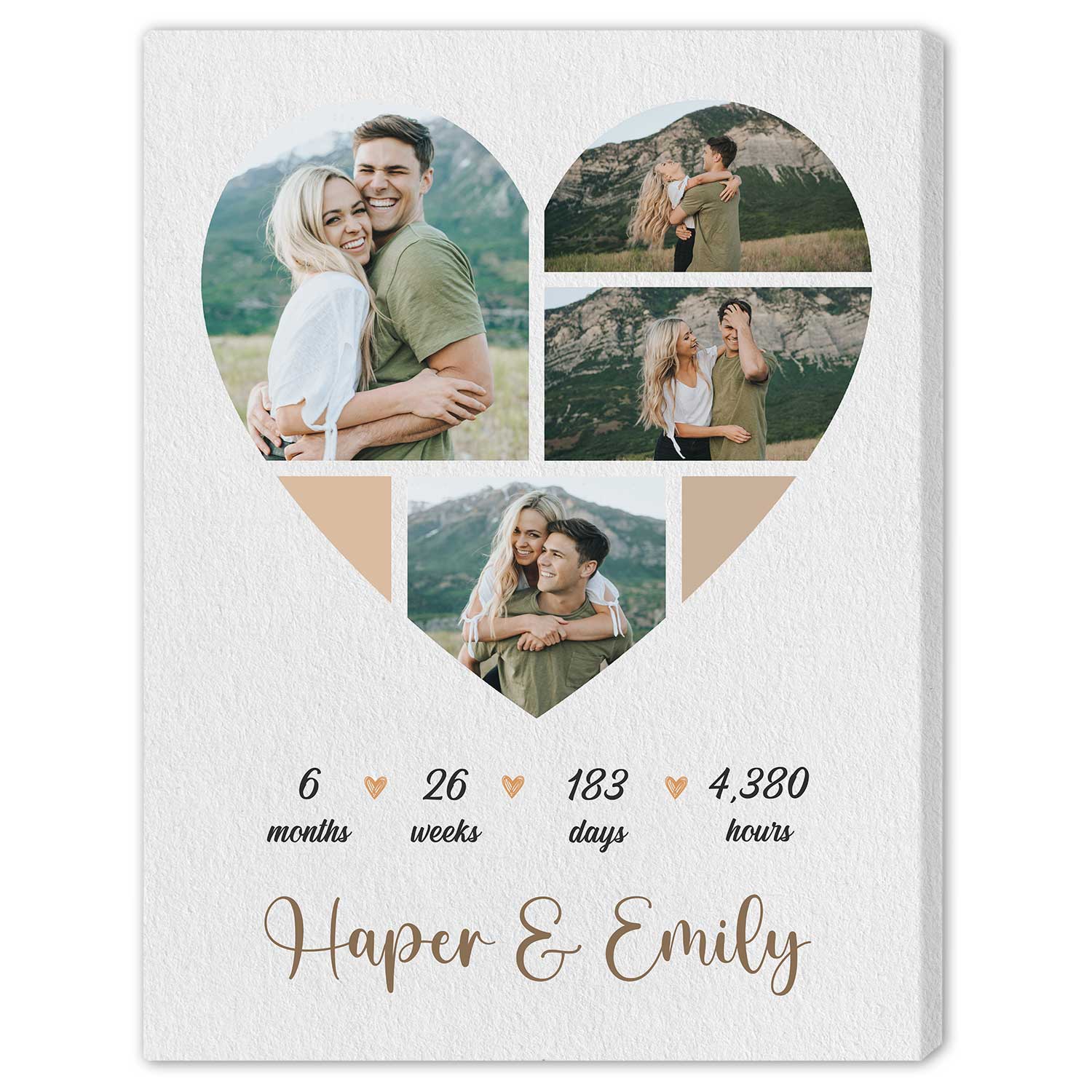 6 Months - Personalized 6 Month Anniversary gift For Him or Her - Custom Canvas Print - Elizabeth Fashions