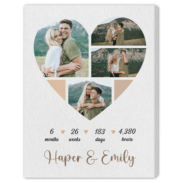 6 Months - Personalized 6 Month Anniversary gift For Him or Her - Custom Canvas Print - Elizabeth Fashions