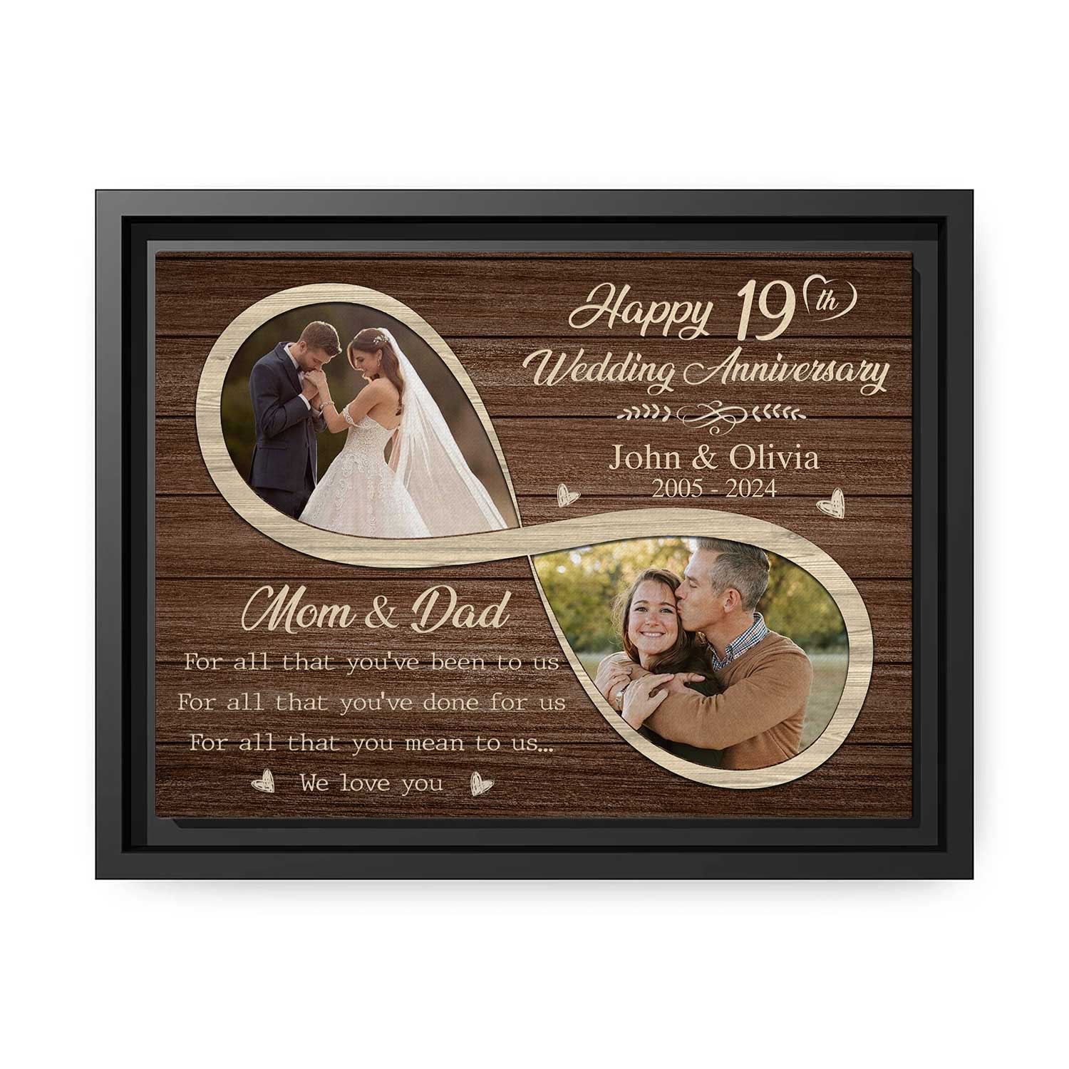 Happy 19th Anniversary - Personalized 19 Year Anniversary gift For Parents - Custom Canvas Print - Elizabeth Fashions