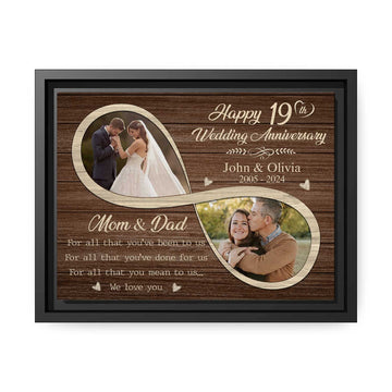 Happy 19th Anniversary - Personalized 19 Year Anniversary gift For Parents - Custom Canvas Print - Elizabeth Fashions