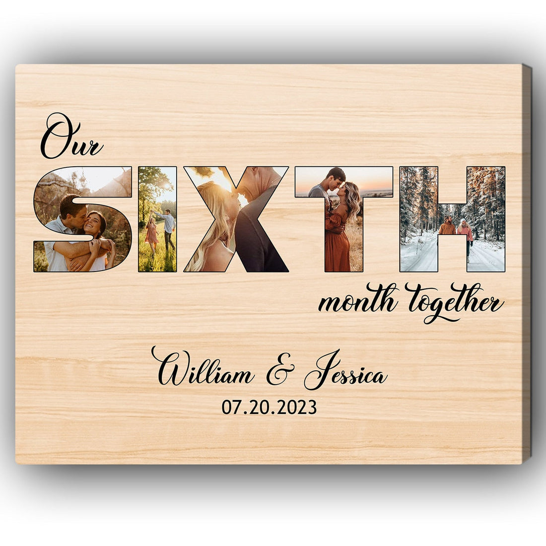 Our Sixth Month Together - Personalized 6 Month Anniversary gift For Him or Her - Custom Canvas Print - Elizabeth Fashions