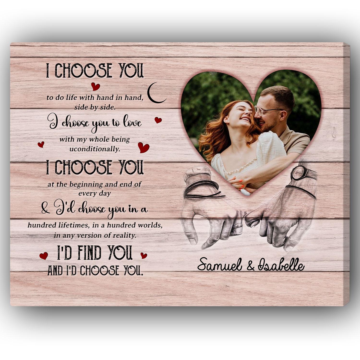 I Choose You - Personalized Anniversary or Valetine's Day gift For Him or Her - Custom Canvas Print - Elizabeth Fashions
