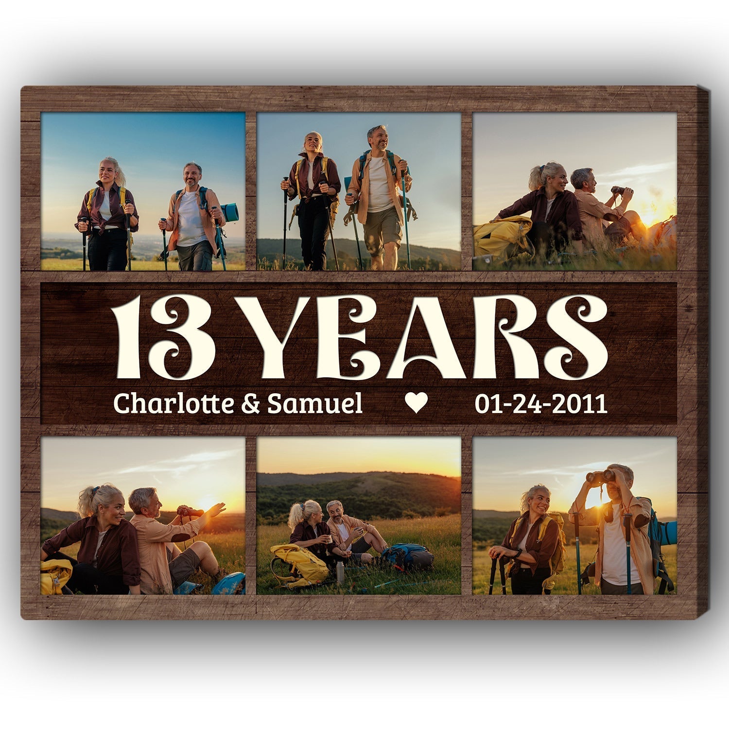 13 Years - Personalized 13 Year Anniversary gift For Husband or Wife - Custom Canvas Print - Elizabeth Fashions