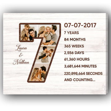 7 Years - Personalized 7 Year Anniversary gift For Husband or Wife - Custom Canvas Print - Elizabeth Fashions