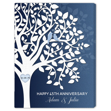 Happy 45th Anniversary - Personalized 45 Year Anniversary gift For Parents, Husband or Wife - Custom Canvas Print - Elizabeth Fashions