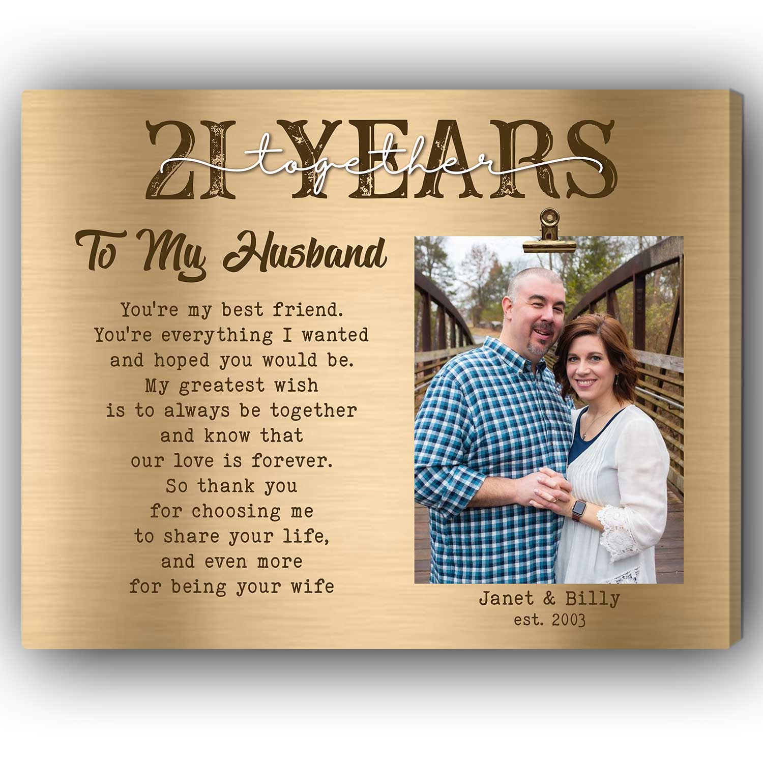 21 Years Together - Personalized 21 Year Anniversary gift For Husband - Custom Canvas Print - Elizabeth Fashions