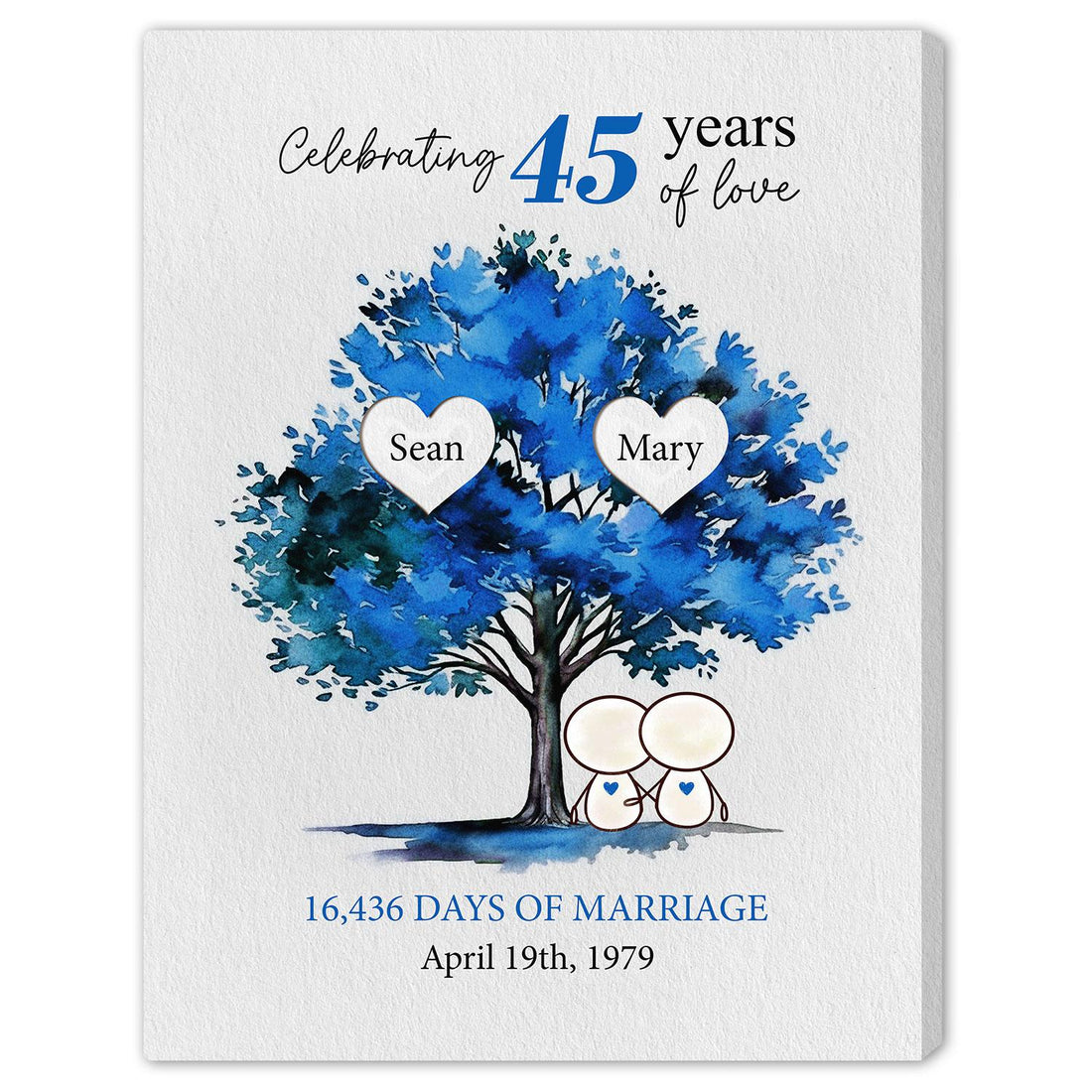 Celebrating 45 Years Of Love - Personalized 45 Year Anniversary gift For Parents, Husband or Wife - Custom Canvas Print - Elizabeth Fashions