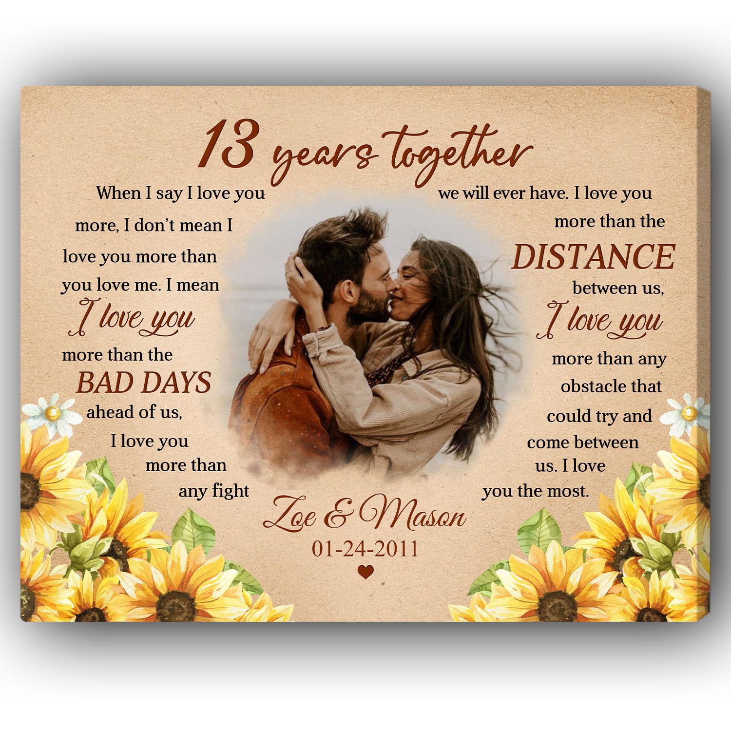 13 Years Together - Personalized 13 Year Anniversary gift For Husband or Wife - Custom Canvas Print - Elizabeth Fashions