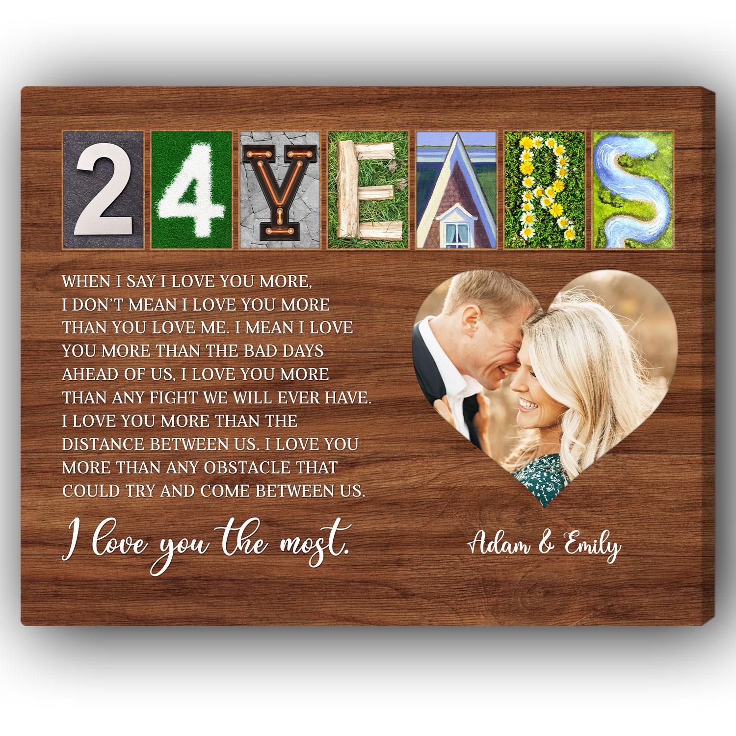 24 Years - Personalized 24 Year Anniversary gift For Parents, Husband or Wife - Custom Canvas Print - Elizabeth Fashions