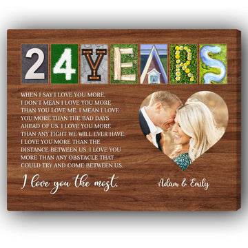 24 Years - Personalized 24 Year Anniversary gift For Parents, Husband or Wife - Custom Canvas Print - Elizabeth Fashions