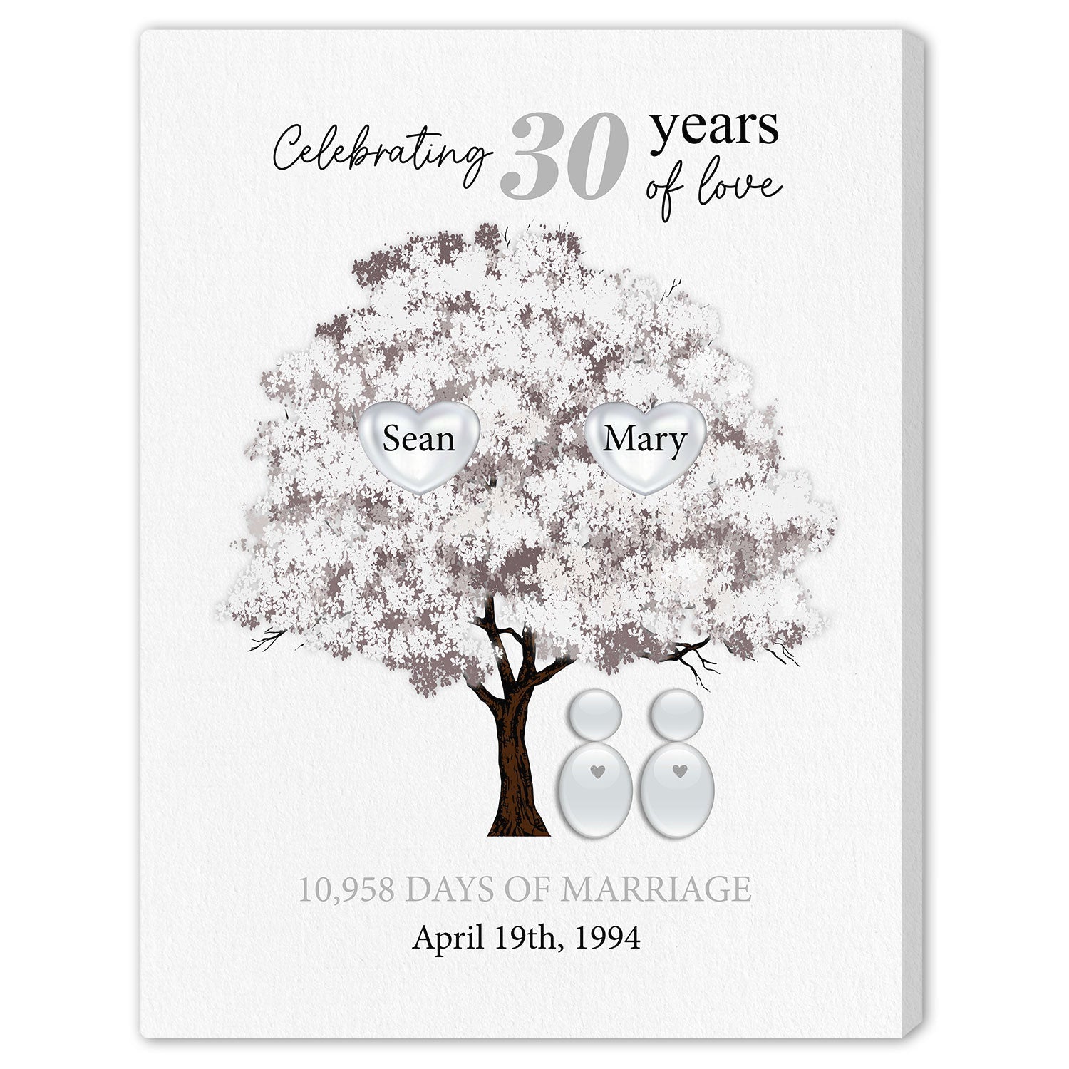 Celebrating 30 Years Of Love - Personalized 30 Year Anniversary gift For Parents - Custom Canvas Print - Elizabeth Fashions