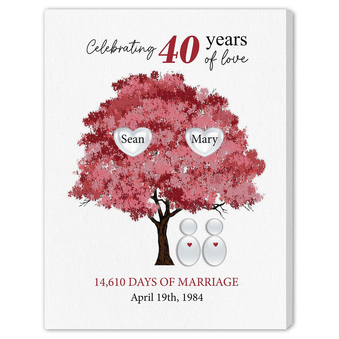 Celebrating 40 Years Of Love - Personalized 40 Year Anniversary gift For Parents - Custom Canvas Print - Elizabeth Fashions