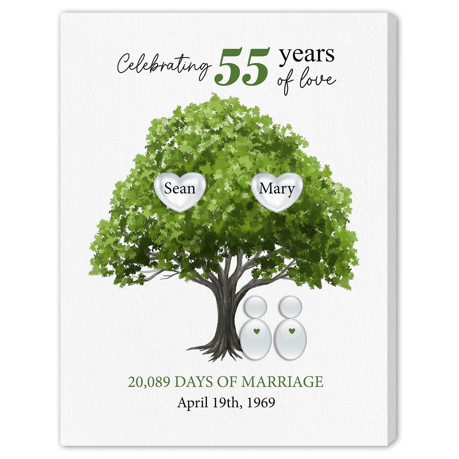 Celebrating 55 Years Of Love - Personalized 55 Year Anniversary gift For Parents - Custom Canvas Print - Elizabeth Fashions