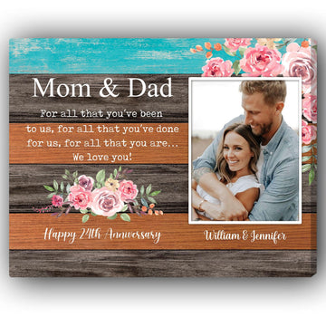 For All That You've Been To Us - Personalized 24 Year Anniversary gift For Parents - Custom Canvas Print - Elizabeth Fashions