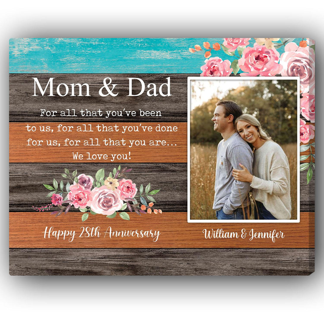 For All That You've Been To Us - Personalized 28 Year Anniversary gift For Parents - Custom Canvas Print - Elizabeth Fashions