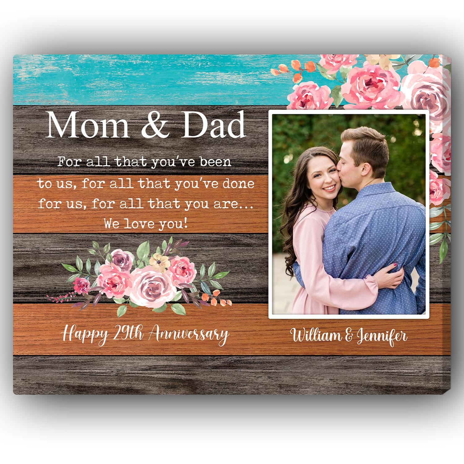 For All That You've Been To Us - Personalized 29 Year Anniversary gift For Parents - Custom Canvas Print - Elizabeth Fashions