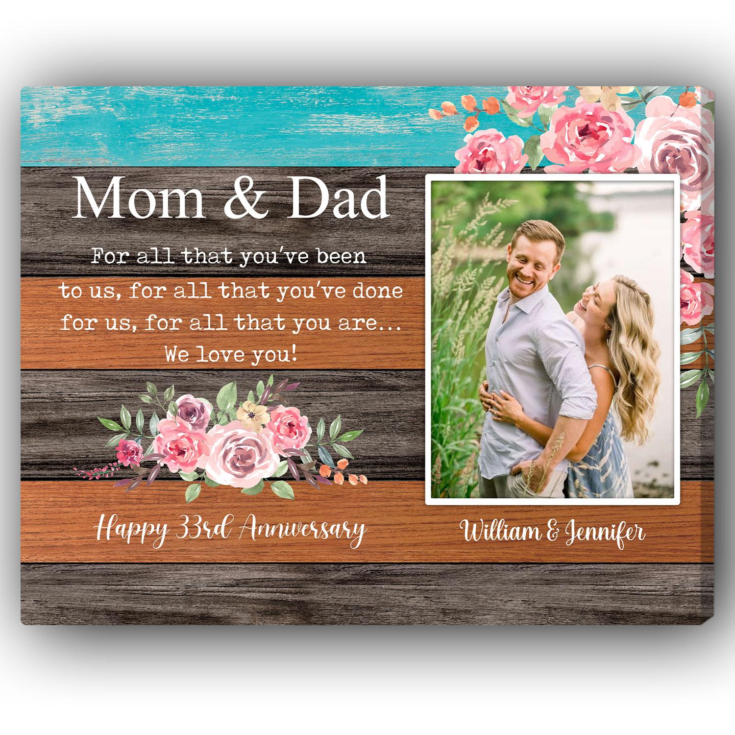 For All That You've Been To Us - Personalized 33 Year Anniversary gift For Parents - Custom Canvas Print - Elizabeth Fashions