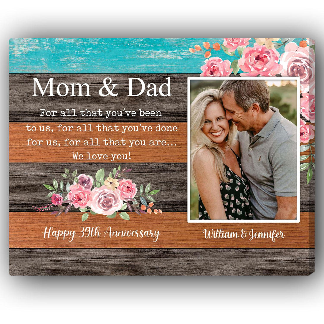For All That You've Been To Us - Personalized 39 Year Anniversary gift For Parents - Custom Canvas Print - Elizabeth Fashions
