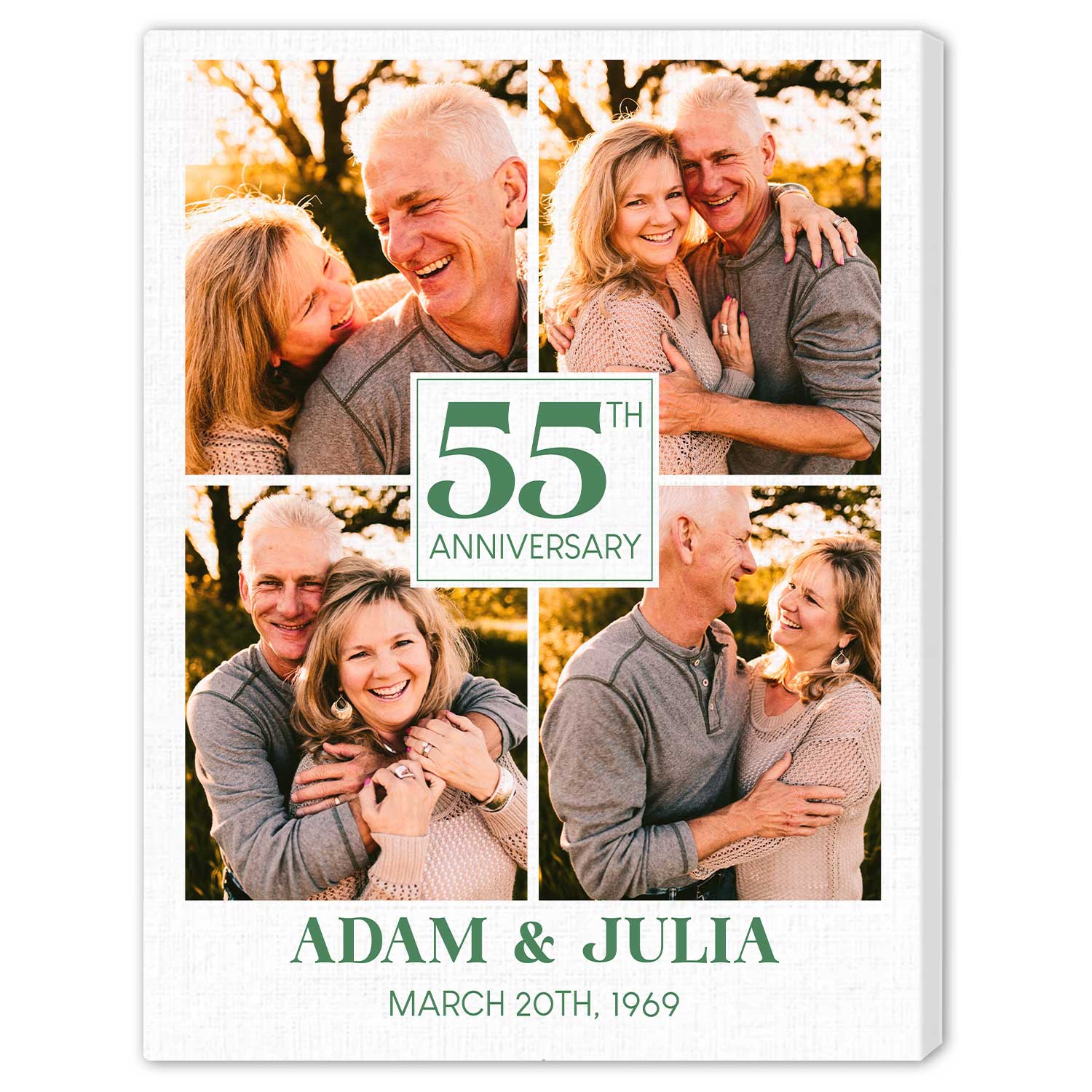 55th Anniversary - Personalized 55 Year Anniversary gift For Parents - Custom Canvas Print - Elizabeth Fashions