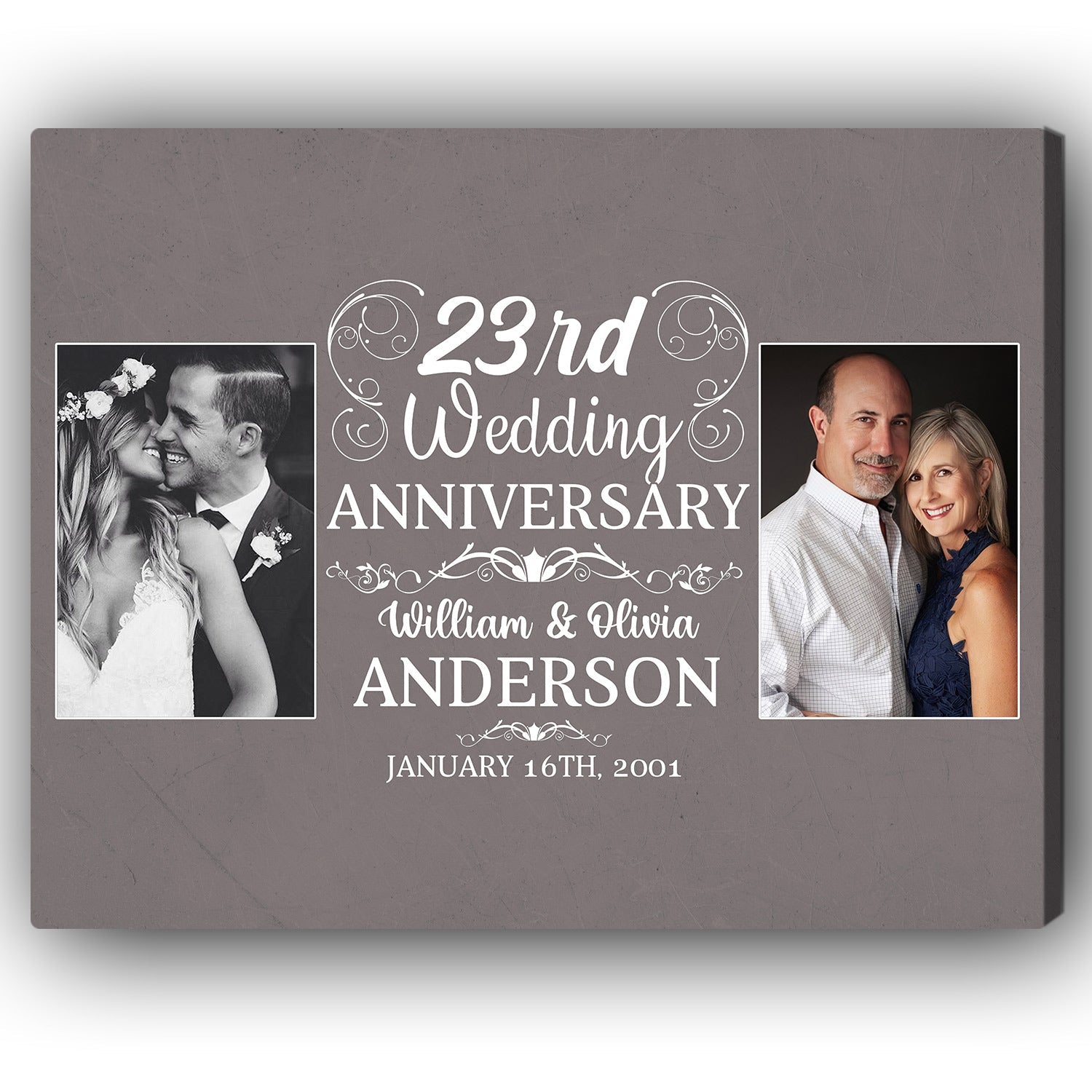 23rd Wedding Anniversary - Personalized 23 Year Anniversary gift For Parents, Husband or Wife - Custom Canvas Print - Elizabeth Fashions