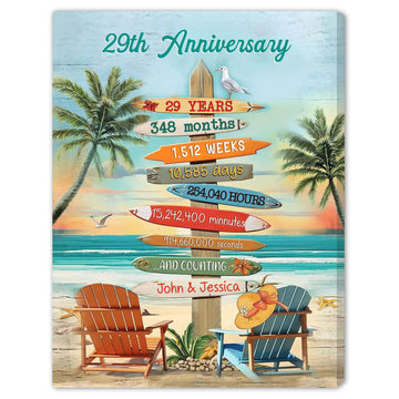 29 Years - Personalized 29 Year Anniversary gift For Parents, Husband or Wife - Custom Canvas Print - Elizabeth Fashions