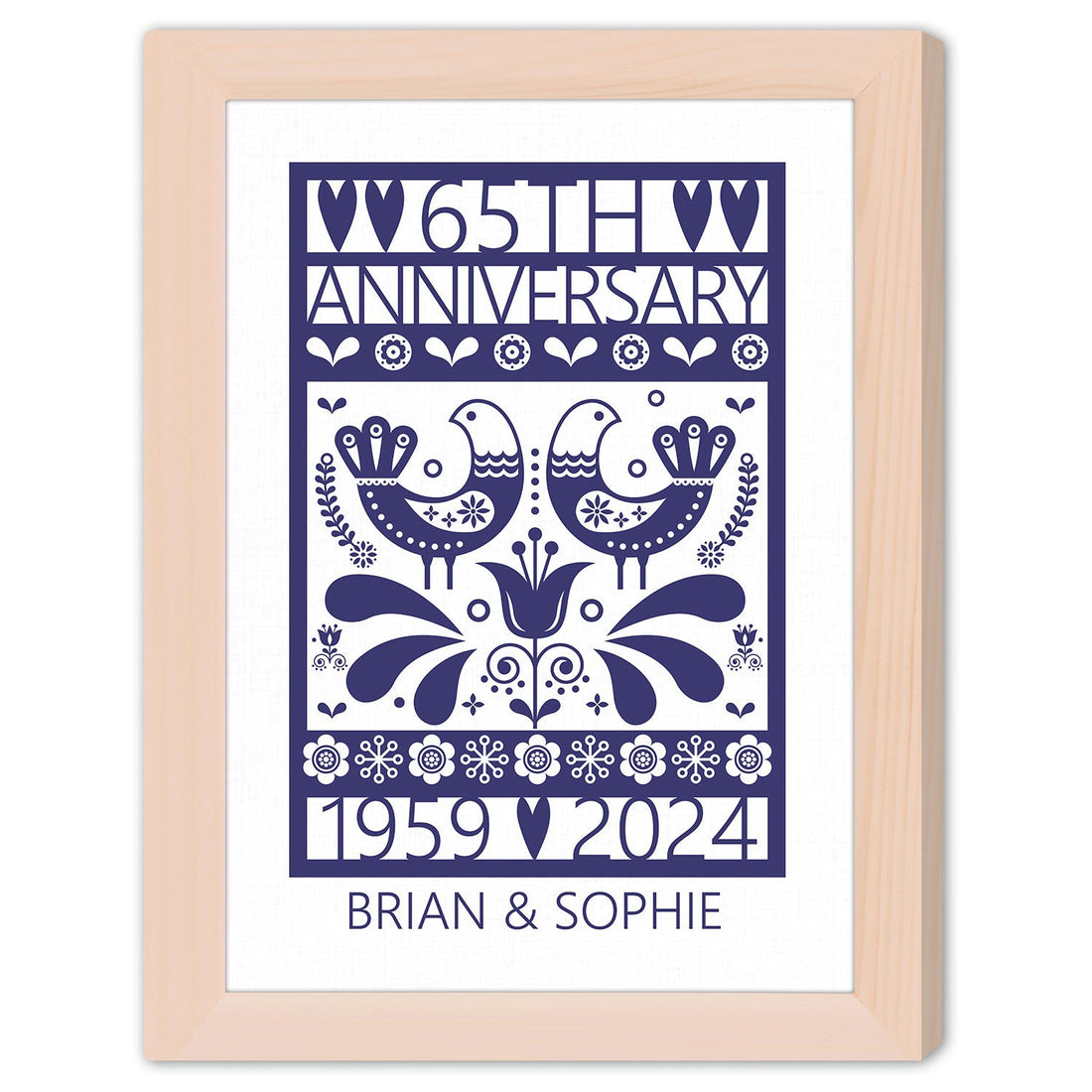 65th Anniversary - Personalized 65 Year Anniversary gift For Parents - Custom Canvas Print - Elizabeth Fashions