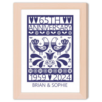 65th Anniversary - Personalized 65 Year Anniversary gift For Parents - Custom Canvas Print - Elizabeth Fashions