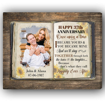 Happy 37th Anniversary - Personalized 37 Year Anniversary gift For Husband or Wife - Custom Canvas Print - Elizabeth Fashions