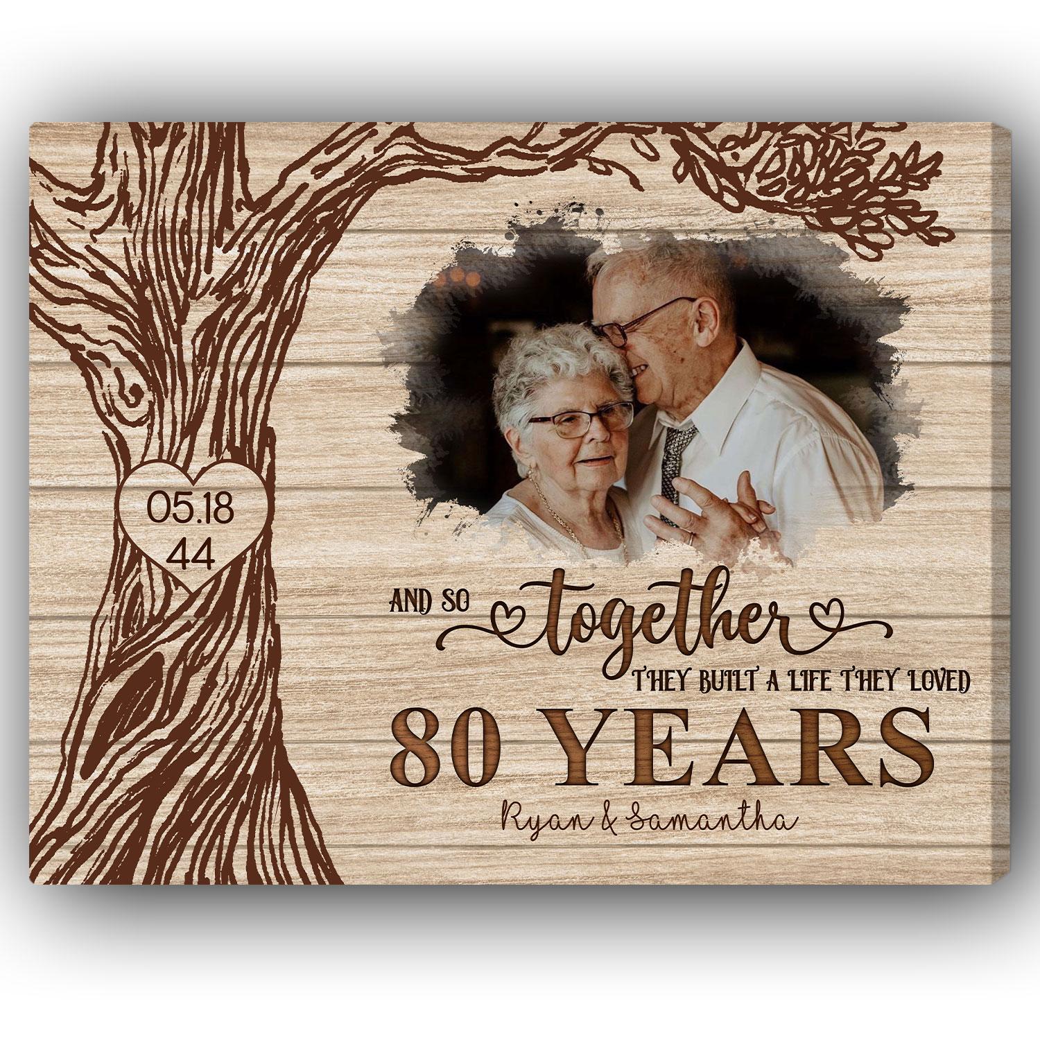 They Built The Life They Loved - Personalized 80 Year Anniversary gift For Parents - Custom Canvas Print - Elizabeth Fashions