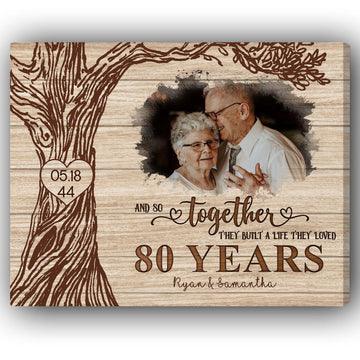 They Built The Life They Loved - Personalized 80 Year Anniversary gift For Parents - Custom Canvas Print - Elizabeth Fashions