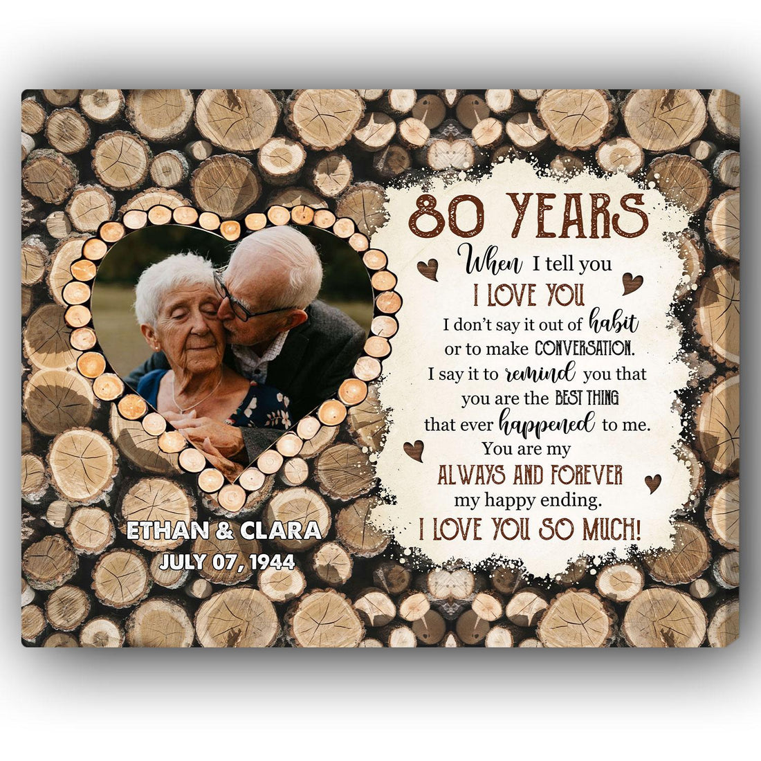 80 Years - Personalized 80 Year Anniversary gift For Parents - Custom Canvas Print - Elizabeth Fashions