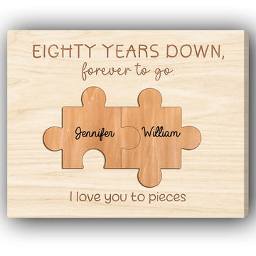 Eighty Years Down, Forever To Go - Personalized 80 Year Anniversary gift For Parents - Custom Canvas Print - Elizabeth Fashions