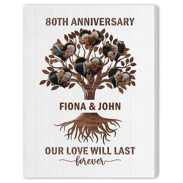 Our Love Will Last Forever - Personalized 80 Year Anniversary gift For Parents - Custom Canvas Print - Elizabeth Fashions
