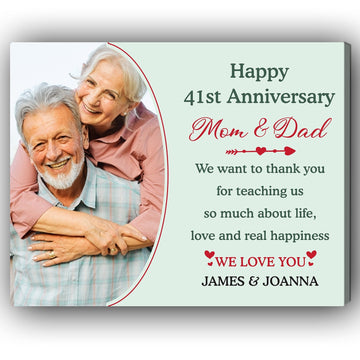 Happy 41st Anniversary - Personalized 41 Year Anniversary gift For Parents - Custom Canvas Print - Elizabeth Fashions
