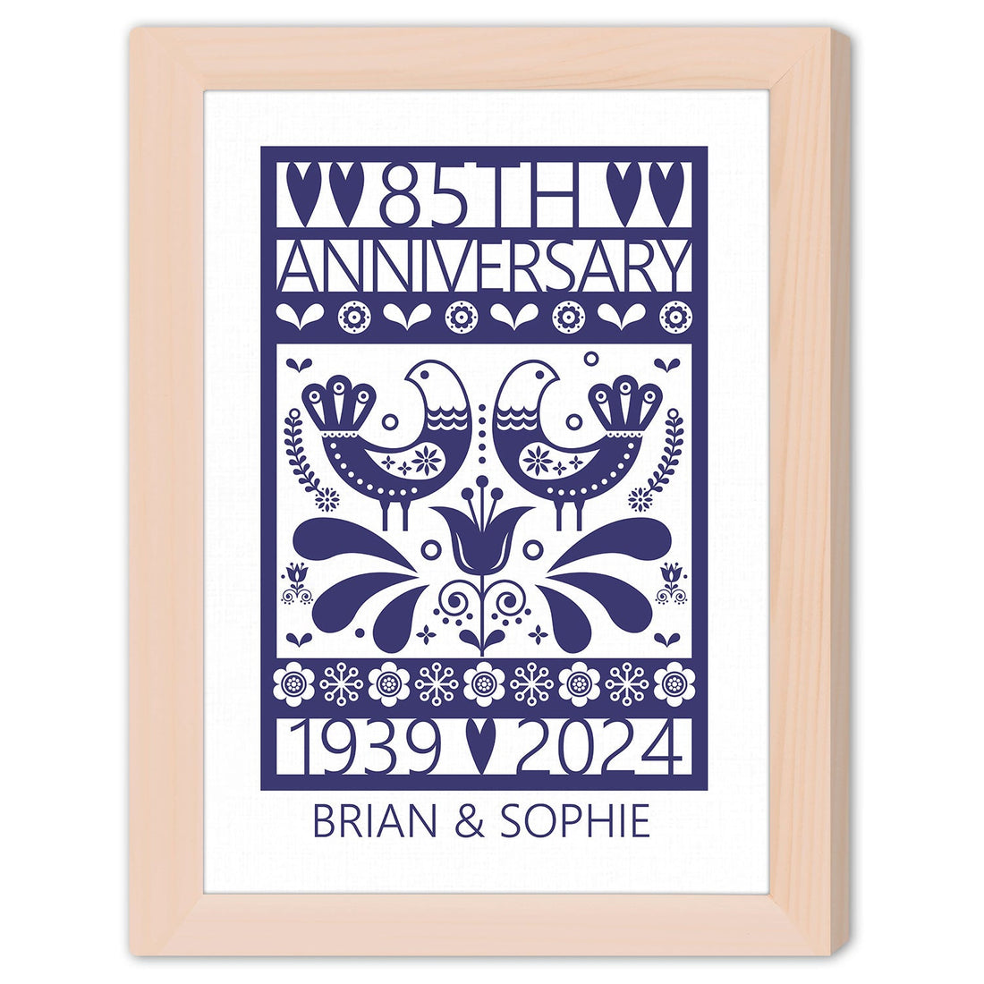 85th Anniversary - Personalized 85 Year Anniversary gift For Parents, Grandparents or Friends - Custom Canvas Print - Elizabeth Fashions