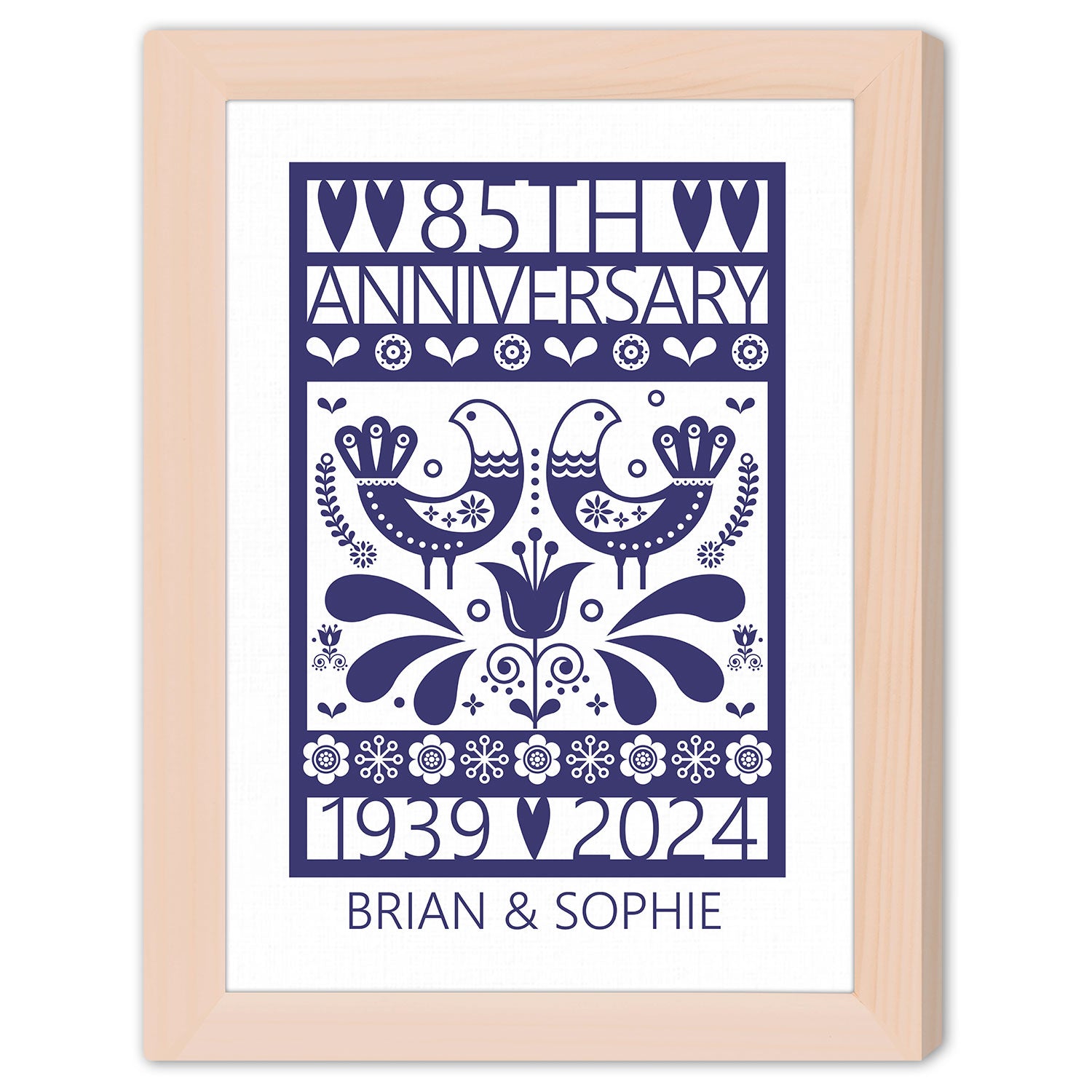 85th Anniversary - Personalized 85 Year Anniversary gift For Parents, Grandparents or Friends - Custom Canvas Print - Elizabeth Fashions