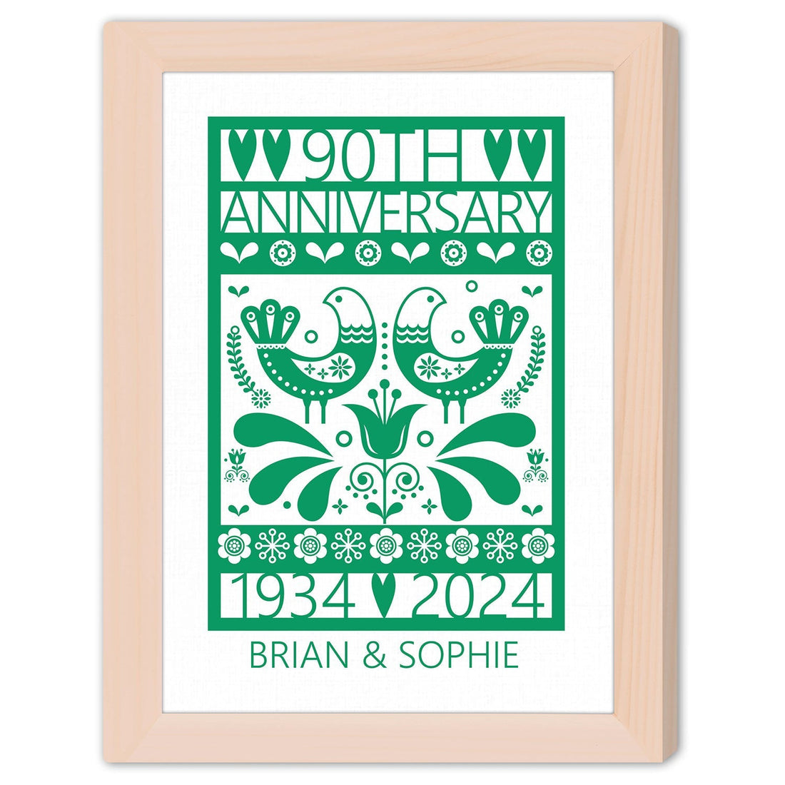 90th Anniversary - Personalized 90 Year Anniversary gift For Parents, Grandparents or Friends - Custom Canvas Print - Elizabeth Fashions