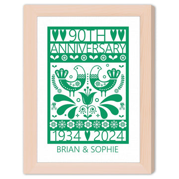 90th Anniversary - Personalized 90 Year Anniversary gift For Parents, Grandparents or Friends - Custom Canvas Print - Elizabeth Fashions