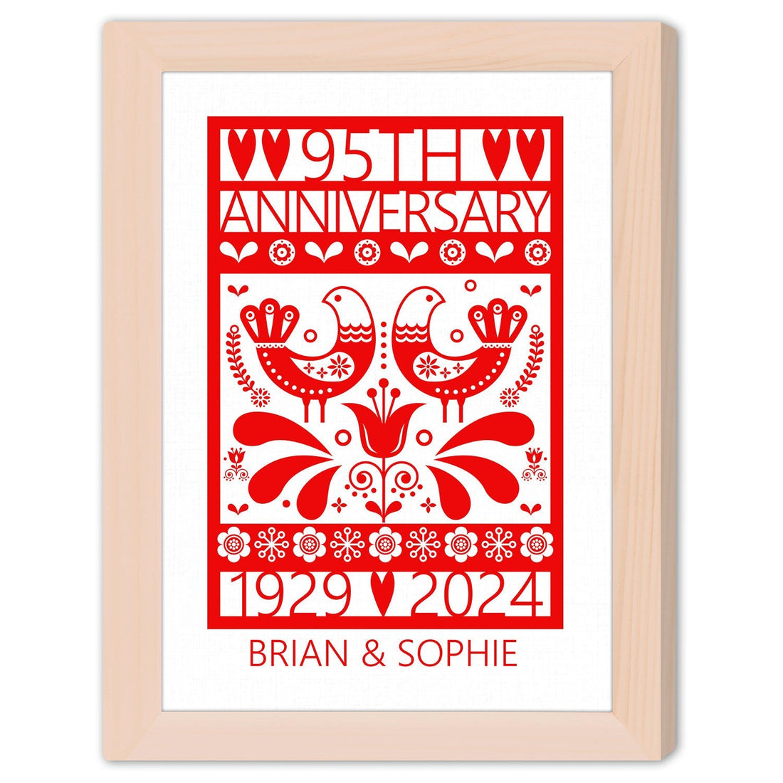 95th Anniversary - Personalized 95 Year Anniversary gift For Parents, Grandparents or Friends - Custom Canvas Print - Elizabeth Fashions