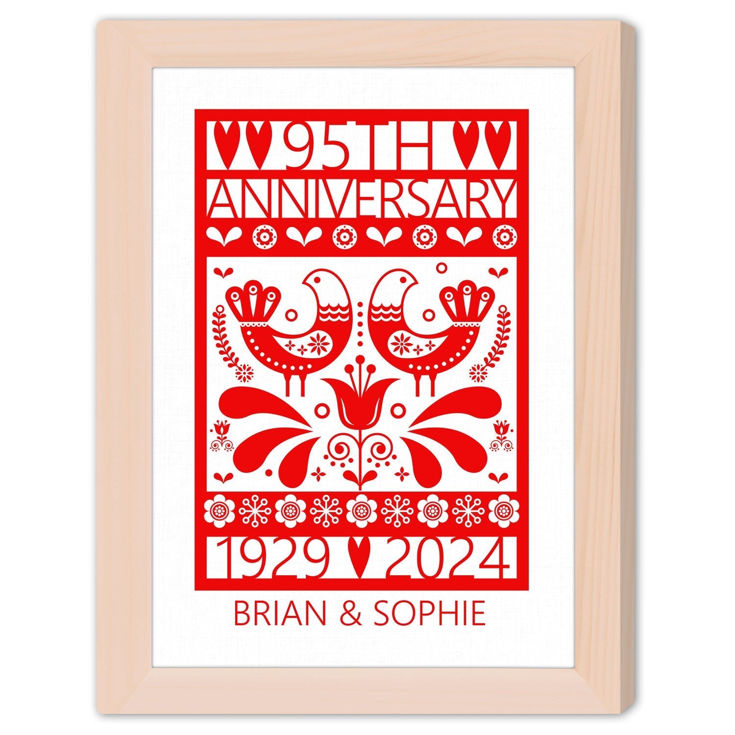 95th Anniversary - Personalized 95 Year Anniversary gift For Parents, Grandparents or Friends - Custom Canvas Print - Elizabeth Fashions