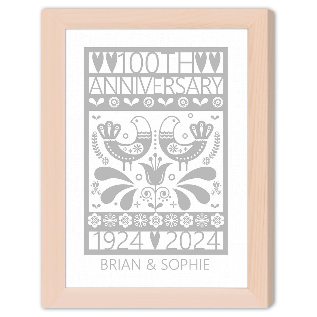 100th Anniversary - Personalized 100 Year Anniversary gift For Parents, Grandparents or Friends - Custom Canvas Print - Elizabeth Fashions