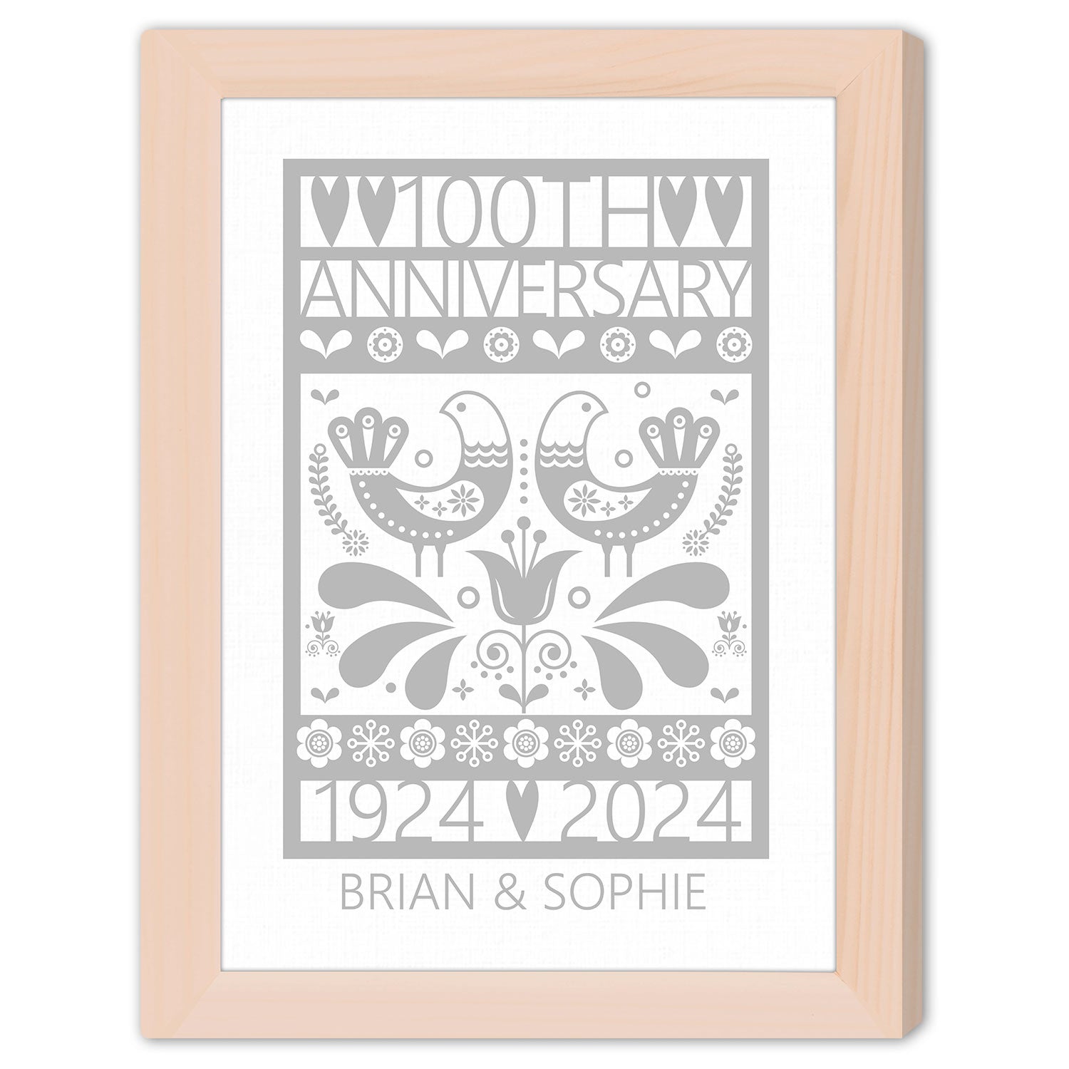 100th Anniversary - Personalized 100 Year Anniversary gift For Parents, Grandparents or Friends - Custom Canvas Print - Elizabeth Fashions