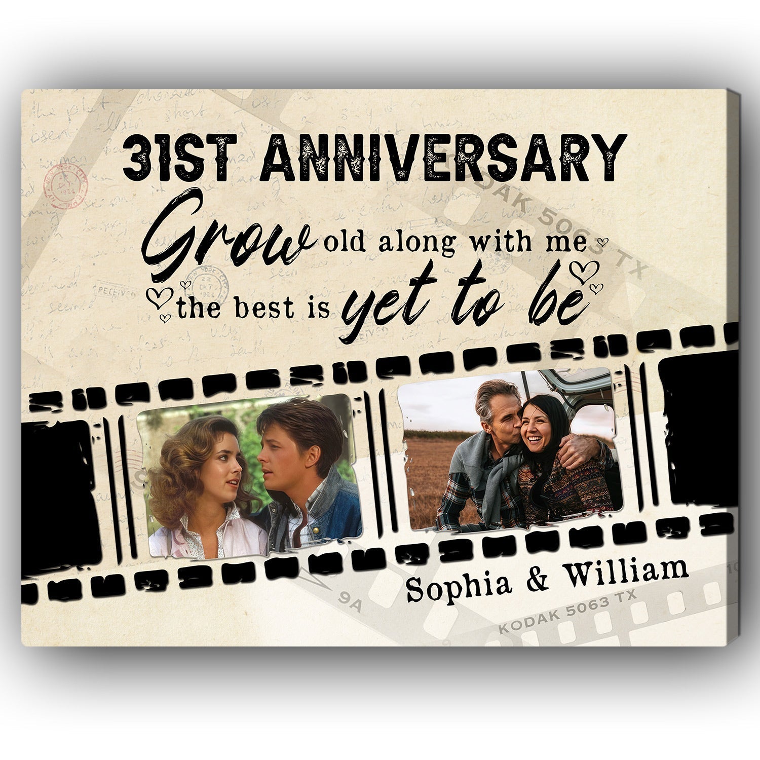 31st Anniversary - Personalized 31 Year Anniversary gift For Parents, Husband or Wife - Custom Canvas Print - Elizabeth Fashions