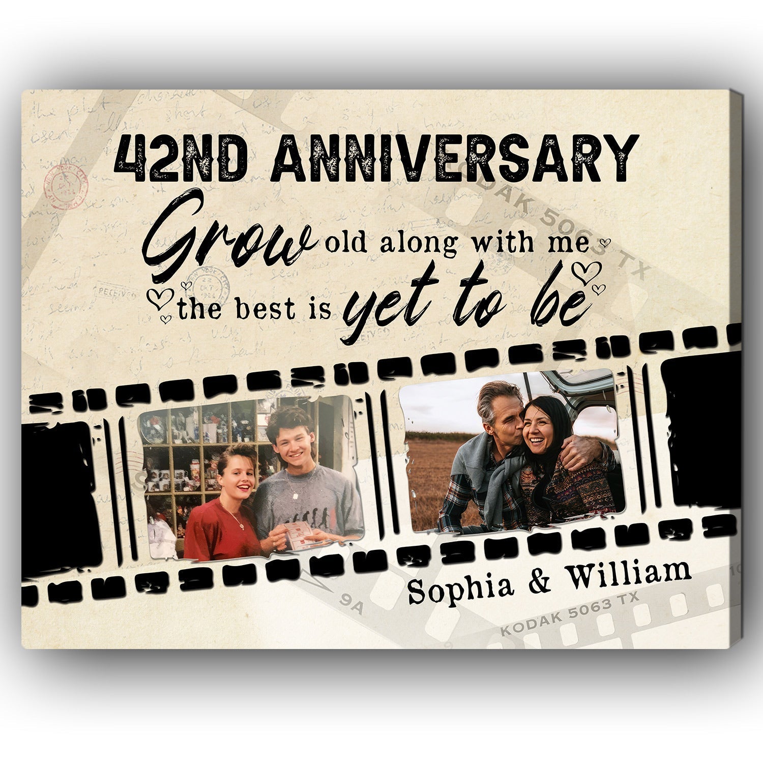 42nd Anniversary - Personalized 42 Year Anniversary gift For Parents, Husband or Wife - Custom Canvas Print - Elizabeth Fashions