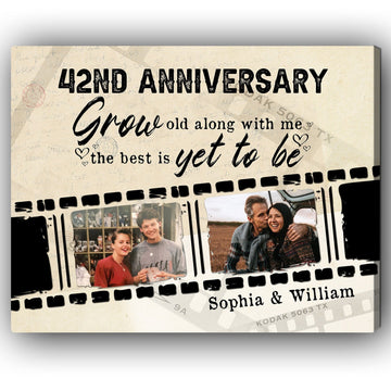 42nd Anniversary - Personalized 42 Year Anniversary gift For Parents, Husband or Wife - Custom Canvas Print - Elizabeth Fashions