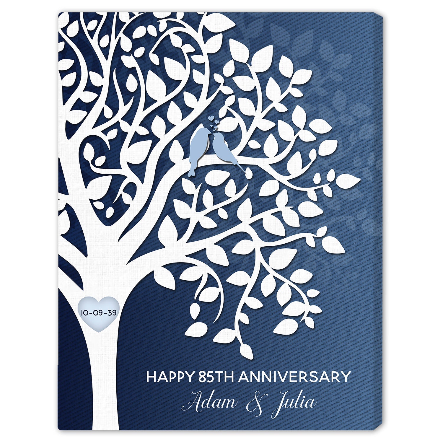 Happy 85th Anniversary - Personalized 85 Year Anniversary gift For Parents or Grandparents - Custom Canvas Print - Elizabeth Fashions